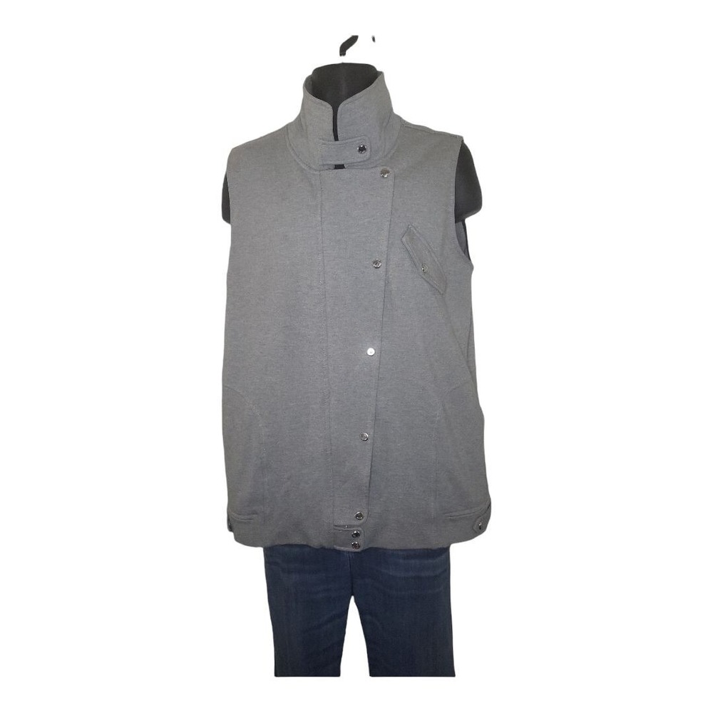 Guess Los Angeles Sleeveless Jacket Men L Gray Asymmetric‎ Snap Button Vest Coat